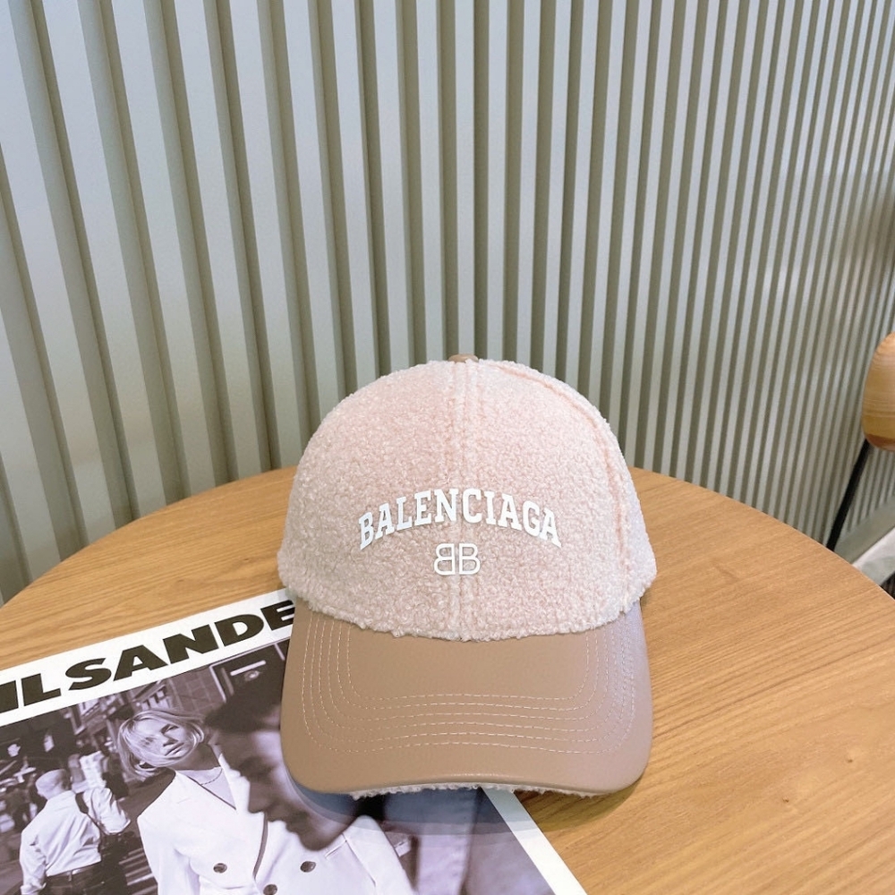 Balenciaga Teddy Leather Baseball Cap in Beige